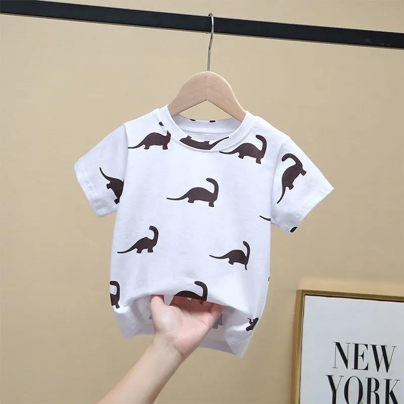 Kinder Jungen Kurzarm T-shirts Tops Kleidung 2-8Y Baby Boy Print T-shirts Kinder Kleidung Kind Baumwolle 90 weiß