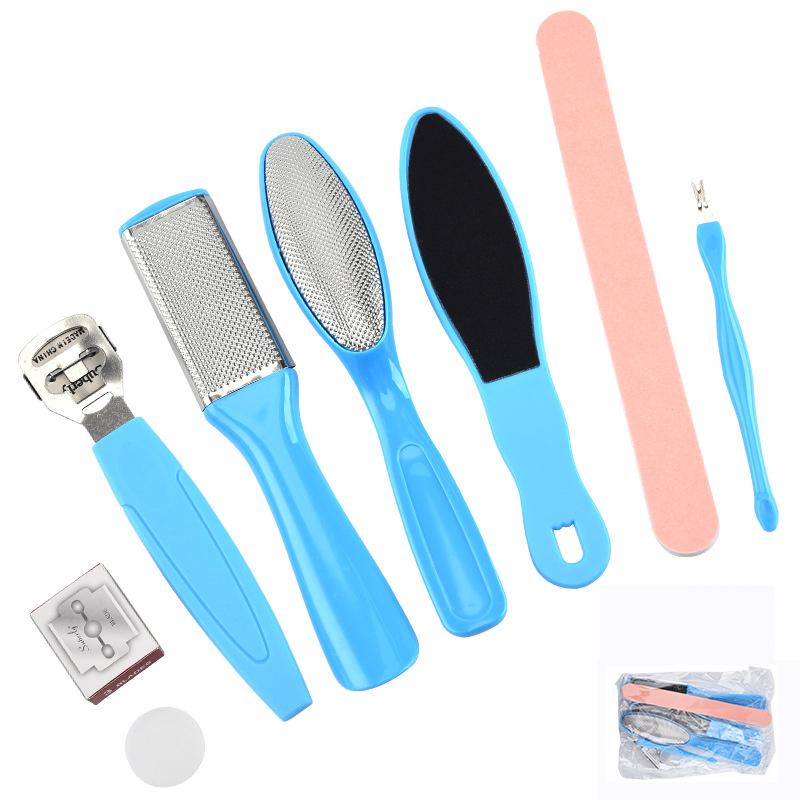 Professionelles Pediküre-Werkzeug, Fußpflege-Werkzeug für Füße, Fersen, Zehen, Nagelhaut-Set, Feilen-Set, abgestorbene Hornhaut, Hornhautentferner, Schaber 8pcs blau