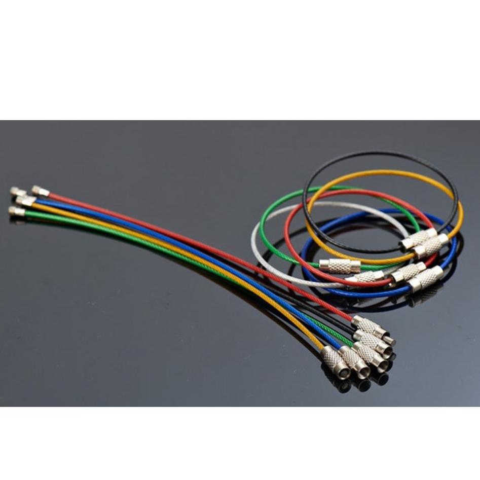 5 Stück bunter EDC-Edelstahl-Schlüsselanhänger, Outdoor-Werkzeuge, Draht-Schlüsselanhänger, Kabel, Seil, Schraubverschluss, Schlüsselanhänger bunt