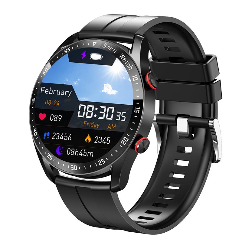 2025 Neue 1,5 Zoll Smartwatch Herren Bluetooth Anruf Herzfrequenz EKG Gesundheit Fitness Sportuhr Wasserdicht Geschäftsmann Smartwatch silicone belt schwarz