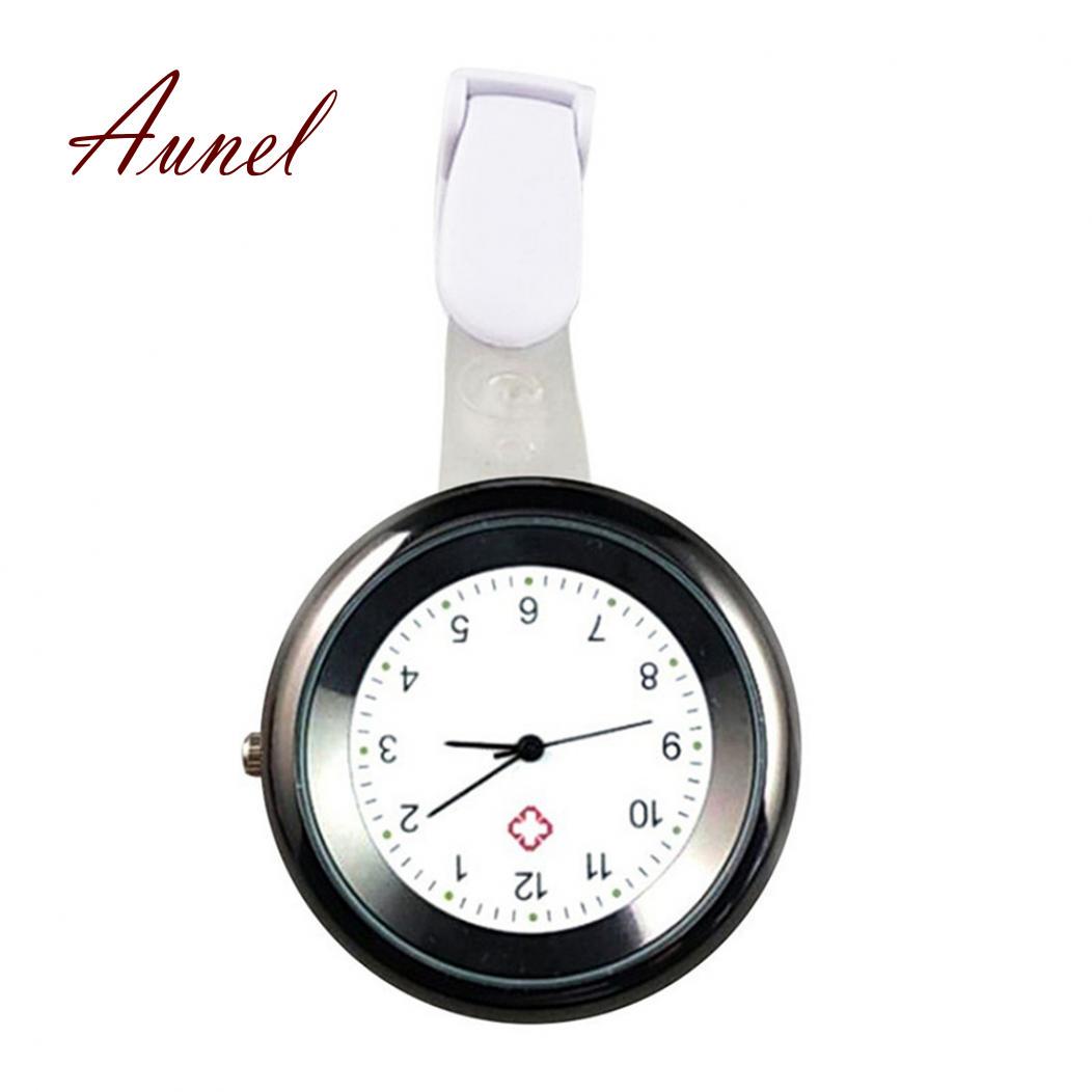Runde Ziffern-Analog-Quarz-Taschenuhr zum Aufstecken für Krankenschwestern und Ärzte schwarz