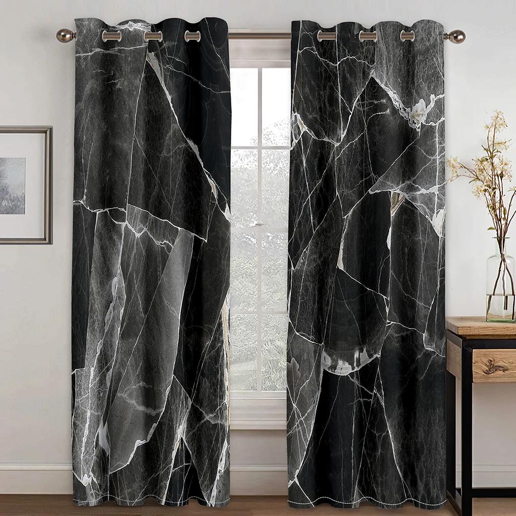 2 stücke Moderne Abstrakte Schwarz Goldene Marmor Wohnzimmer Vorhang Dekor Digitaldruck Wohnzimmer Vorhang Tülle Top Vorhang 2x50Wx50H(CM)&Grommet Top