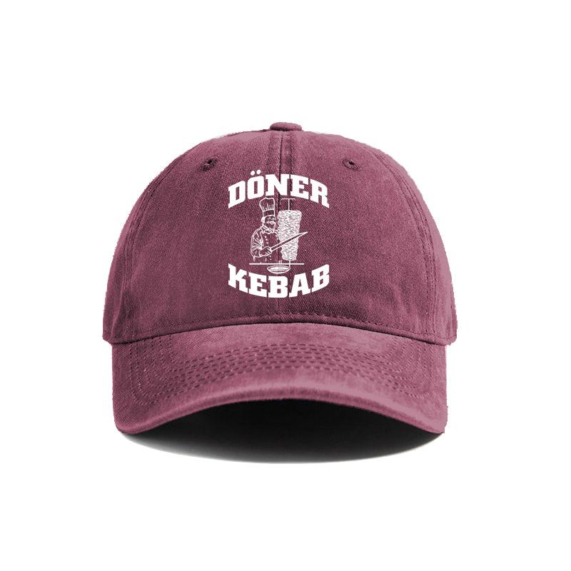 Döner Kebab Baseballkappe Distressed Hüte Kappe Döner Kebab Herren Retro Outdoor Sommer Verstellbare Mütze brown