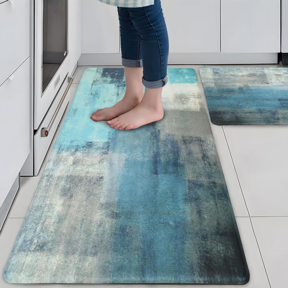 Türkisfarbene Küchenmatte Gepolsterte Anti-Ermüdungs-Küchenteppiche Rutschfeste Matten und Teppiche Küchenteppich für Zuhause & Büro Bodenmatte 1PC-40X60cm-16x24in