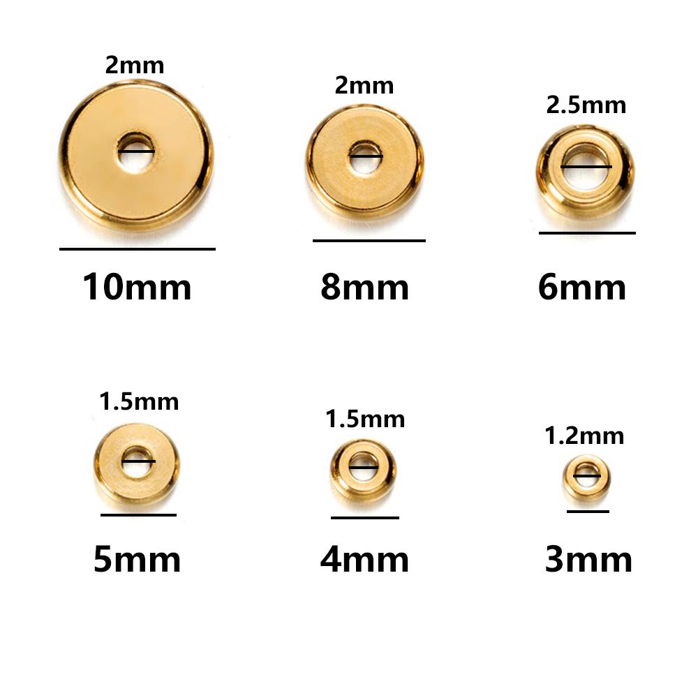 20 Teile/los 3-10mm Edelstahl Charm Spacer Perlen Flache Runde Lose Große Loch Perlen Für DIY Schmuck machen Liefert Zubehör 8mm