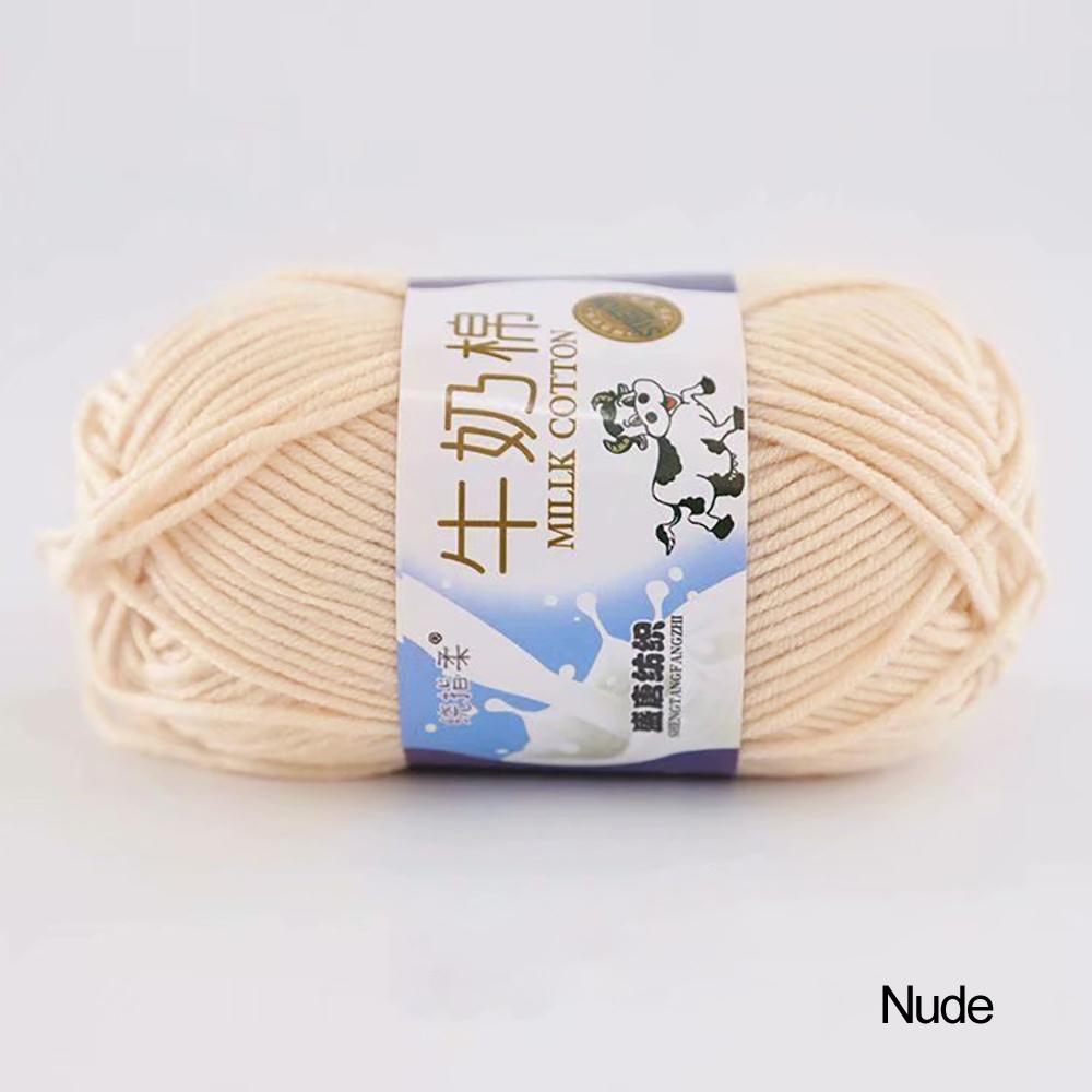 FEIJIEAST 50 g/Rolle Milch-Baumwollgarn, 5-lagig, Handstrickgarn, weich, warm, DIY-Baumwollfäden, Babywolle zum Handstricken, Häkelgarn nude