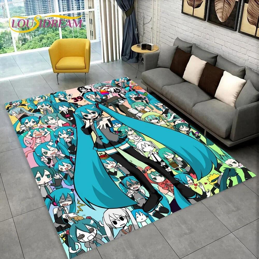 Japan Musik Zeichentrickfiguren Miku Teppich Teppich für Zuhause Wohnzimmer Schlafzimmer Sofa Fußmatte Dekor, Kinder Teppich rutschfeste Bodenmatte 80x120cm
