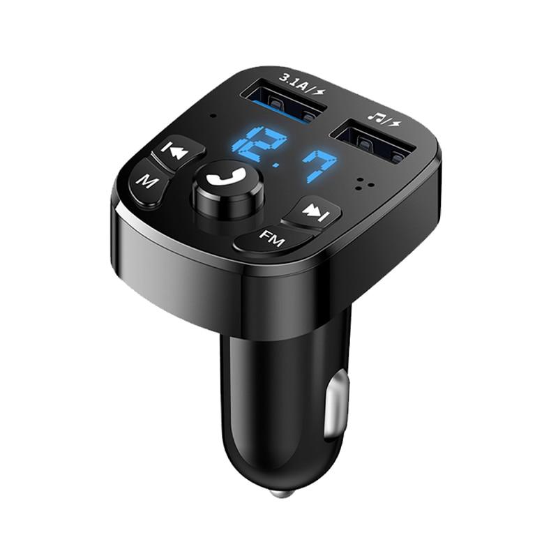 1/2 STÜCK Auto MP3 Player Dual USB Schnelllader FM Bluetooth Empfänger Bluetooth Kompatibel 5.0 FM Transmitter USB Flash Laufwerk gray