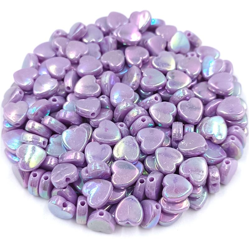 50 Stücke 8,5*9mm Acryl AB Farbe Herz-förmigen Lose Perlen Für DIY Halskette Armband Schmuck Machen Schmuck zubehör 8.5*9mm 50Pcs violett