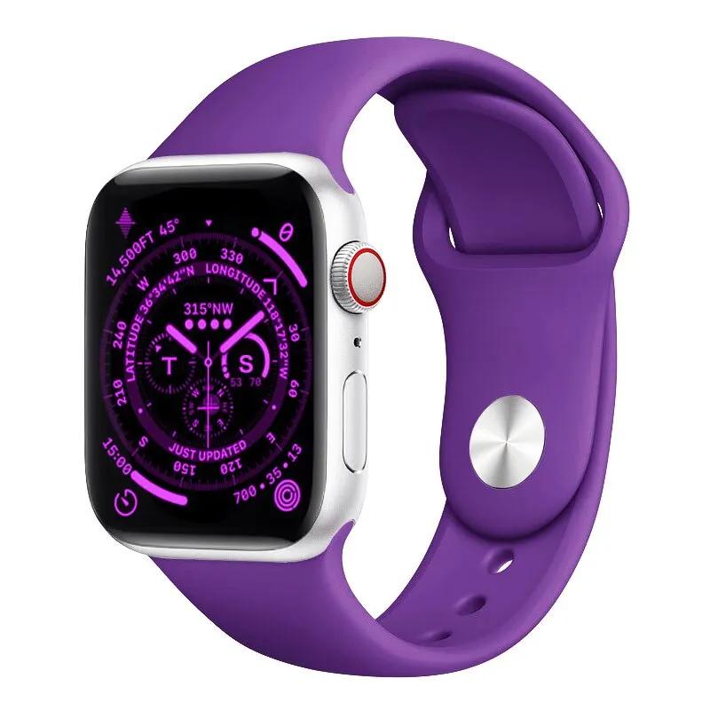 Silikon Sportarmband für Apple Watch Armband 49mm 46mm 44mm 41mm 45mm 42mm Pride Edition Armband Correa iWatch Serie 10 9 8 Ultra2 Armband 40mm 38mm 38 40 41 S10-42mm&S-M violett