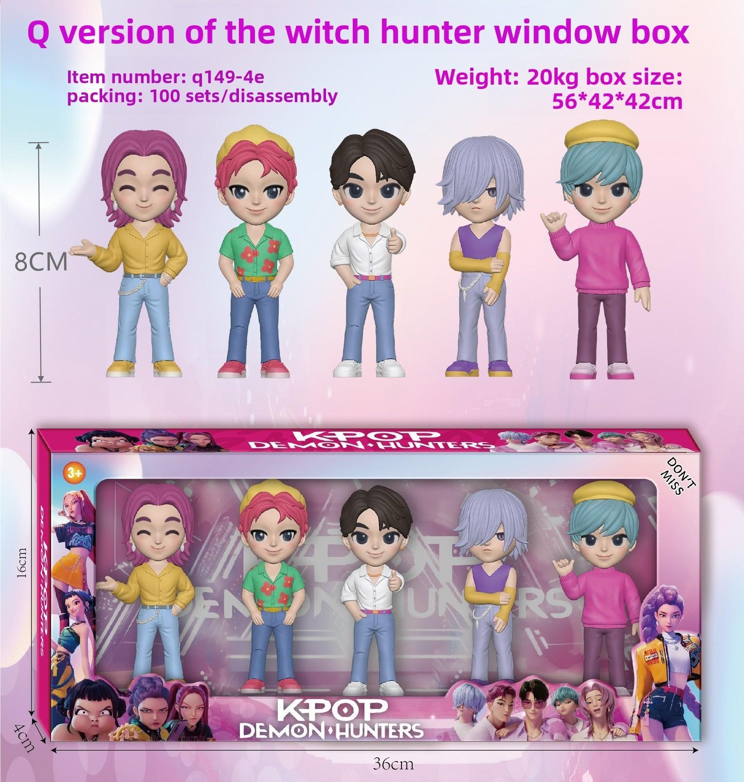 Neueste Anime-Figur K-Pop Dämonenjäger Kawaii Puppen Jungen Mädchen Geschenke für Kinder Fans Halloween Weihnachten Figur Dekorative Geschenke gray
