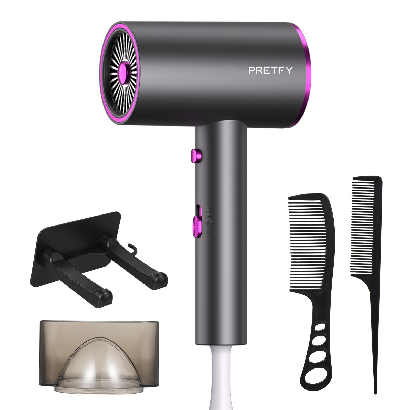 Pretfy Leichter Haartrockner, 1800 W Reise-Haartrockner für Frauen, professioneller Ionen-Föhn UK Plug bunt