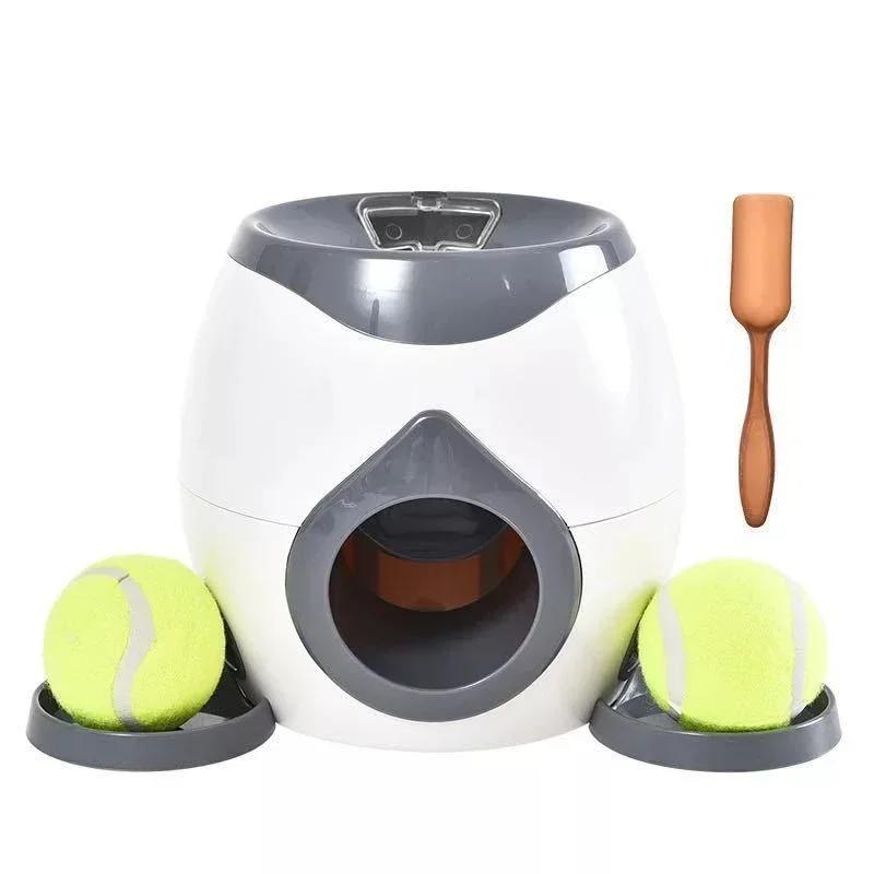 Haustier-Tennis-Futter-Belohnungsmaschine, interaktiver Ballwerfer, Training mit Slow Food-Spielzeug, geeignet für Katzen und Hunde gray