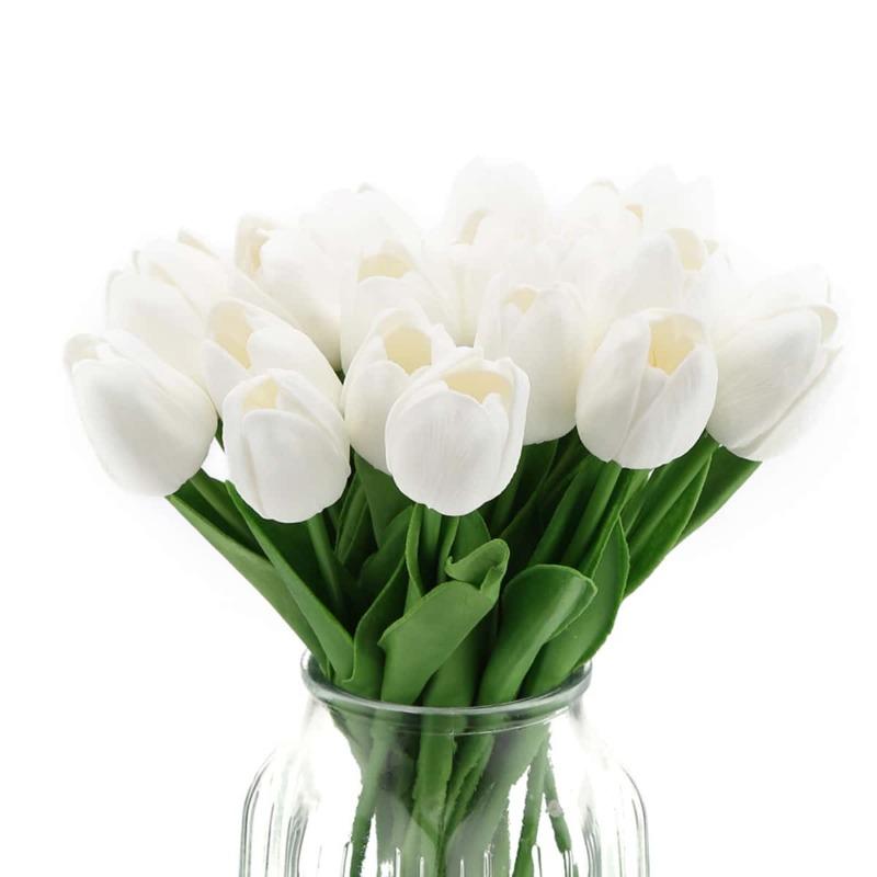 8 Stück künstliche Tulpen Blumen Tulpen mit echtem Griff für Dekoration Fake Tulpen Blumengestecke Künstliche Fälschung Tulpen Dekoration für Tisch Heimdekoration 1pc weiß