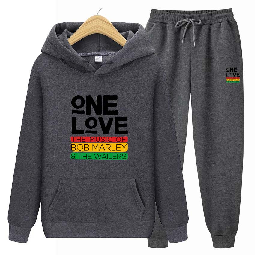 One Love Printing Herren-Trainingsanzug, Winteranzug, Sportmode, Trainingsanzug für Damen, Herren, Kapuzenpullover, Kleidung, Hoodies + Hosen, zweiteiliges Set XL