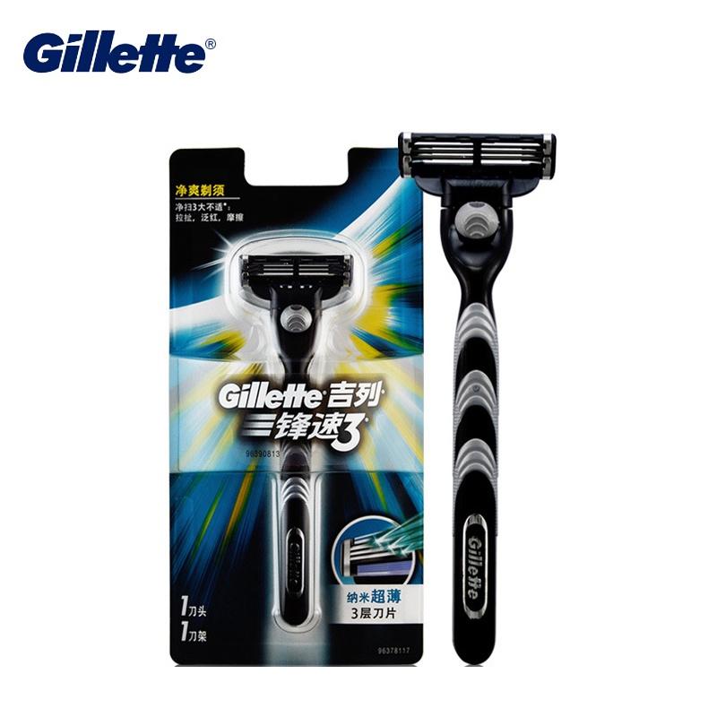 Original Rasierer Gillette Mach 3 Sicherheitsrasierer Rasierklingen Three Edages Beard Handrasierer Rasierer 1 Rasiererhalter 1 Klinge schwarz