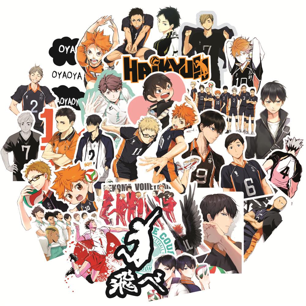 50 Stück Manga Haikyuu!! Aufkleber: Hinata Shoyo, PVC-Aufkleber, japanische Anime-Kollektion, Dämonentöter, Gepäckaufkleber 50PCS