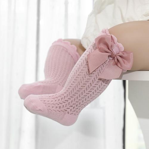 Baby Mädchen Socken Kleinkind Baby Schleife Baumwolle Sommer Netz Dünn Baby Kniestrümpfe Neugeborenes Säugling Spitze Lange Baby Jungen Socken 0-24 Monate M 12to24month