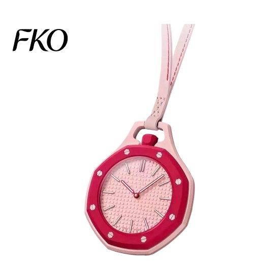 Mechanische Taschenuhr Bunte achteckige Uhr, Quarz Analog Hohlgehäuse Halskette mit Kunstlederarmband für Herren Damen Kariert