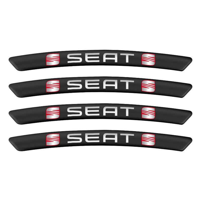 4 Stück Aluminium Auto Radnaben Emblem Aufkleber Reifen Felgen Dekor Aufkleber für Seat Leon Alhambra FR Altea Ibiza Toledo Cordoba Arona 5 6 MII schwarz