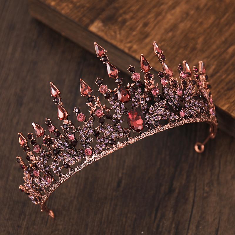 Neue Barock Europäische und Amerikanische Brautkrone Kopfschmuck Prinzessin Street Style Krone Hochzeitskleid Accessoires brown