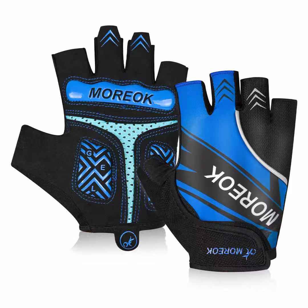 Fahrradhandschuhe Halbfinger-Fahrradhandschuhe 5MM Pads Fahrradhandschuhe Stoßdämpfende Mountainbike-Handschuhe Anti-Rutsch-MTB-Handschuhe XXL blau