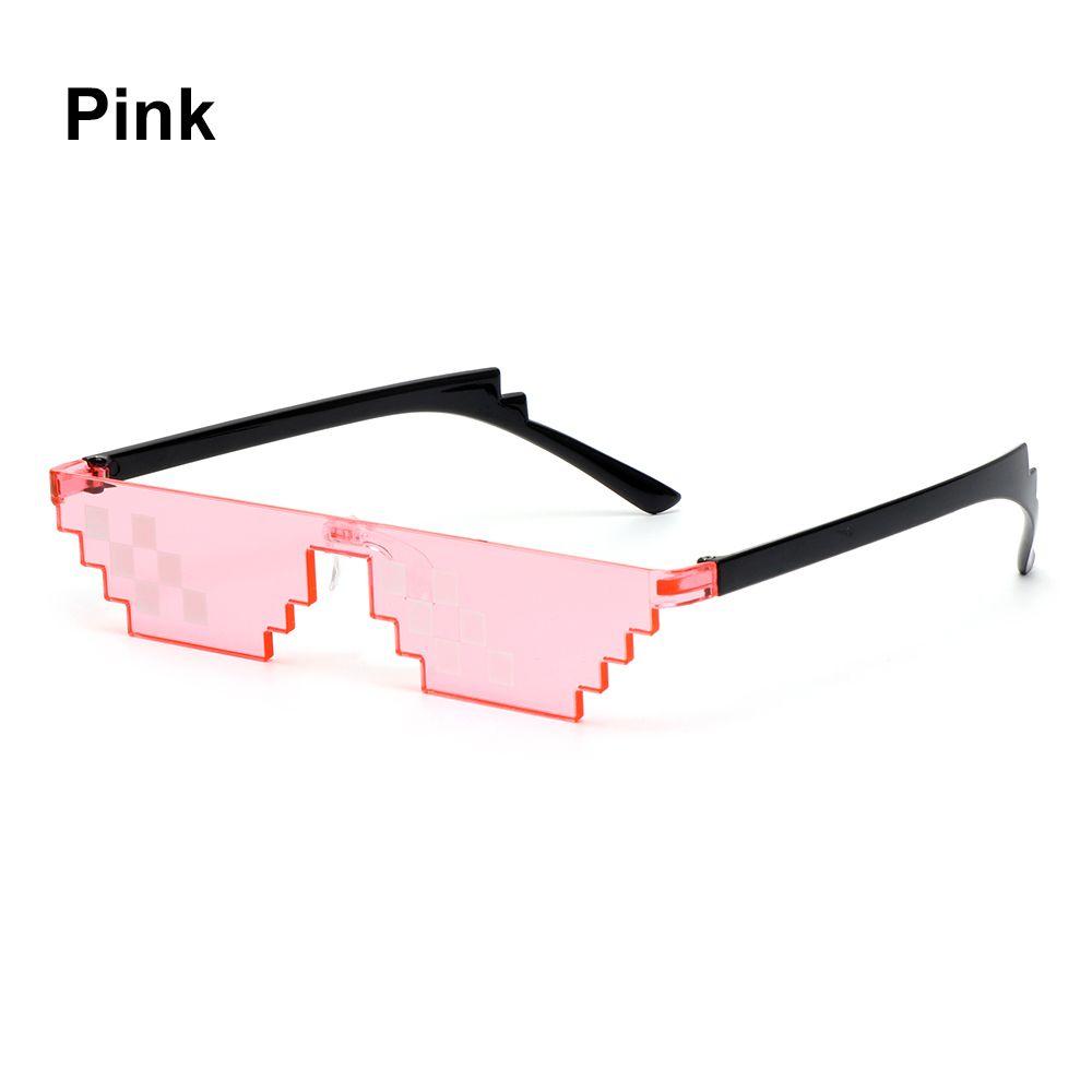 NEUES Design, lustige Mosaik-Sonnenbrille, Thug Life-Sonnenbrille, Pixel, Schwarz, Retro-Gamer-Roboter-Sonnenbrille, Geburtstagsparty, Cosplay, Gefälligkeiten rosa