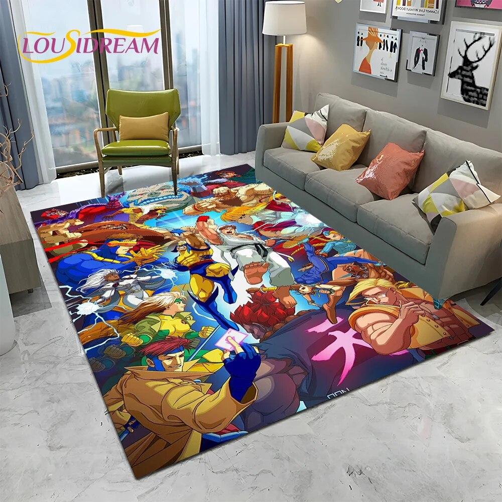 SF Retro Game Street Fighter Gamer Teppich Teppich für Zuhause Wohnzimmer Schlafzimmer Sofa Fußmatte Dekor, Kinderbereich Teppich rutschfeste Bodenmatte 100x120cm