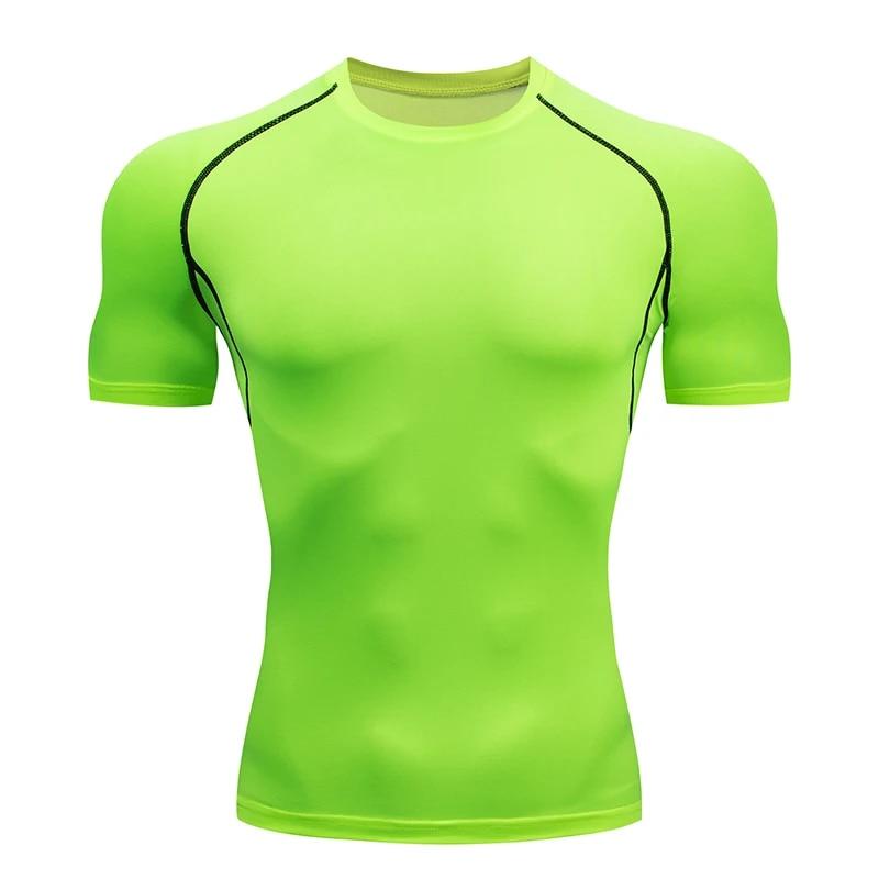 Männer Lauf Kompression T-shirt Kurzarm Sport Tees Gym Fitness Sweatshirt Männlichen Jogging Trainingsanzug Athletisch Shirt Tops M grün