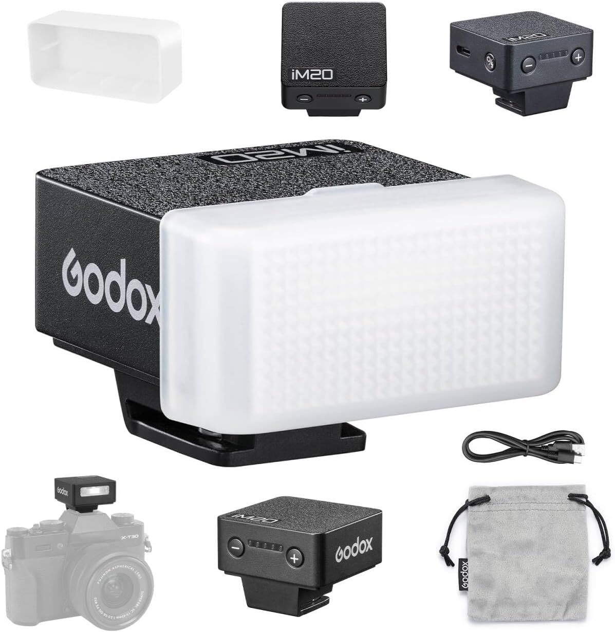 Godox iM20 Mini Kamera Blitz Speedlite - 470 mAh/Typ-C Aufladung/440 Volllichtblitze/3s Wiederaufladezeiten/5 Leistungsstufen/Manuell,Kamera Blitz für Sony...