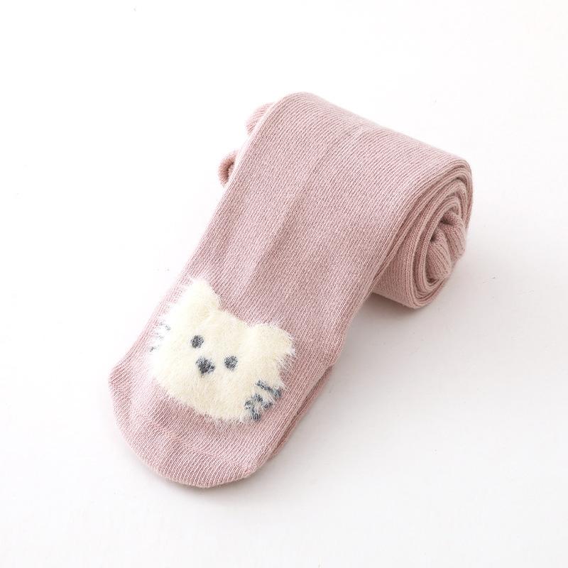 Strumpfhosen für Säuglinge Neugeborene Kleinkinder Baumwolle eng für Kind Frühling Herbst Baby Mädchen Strumpfhosen Cartoon Tiere drucken M rosa