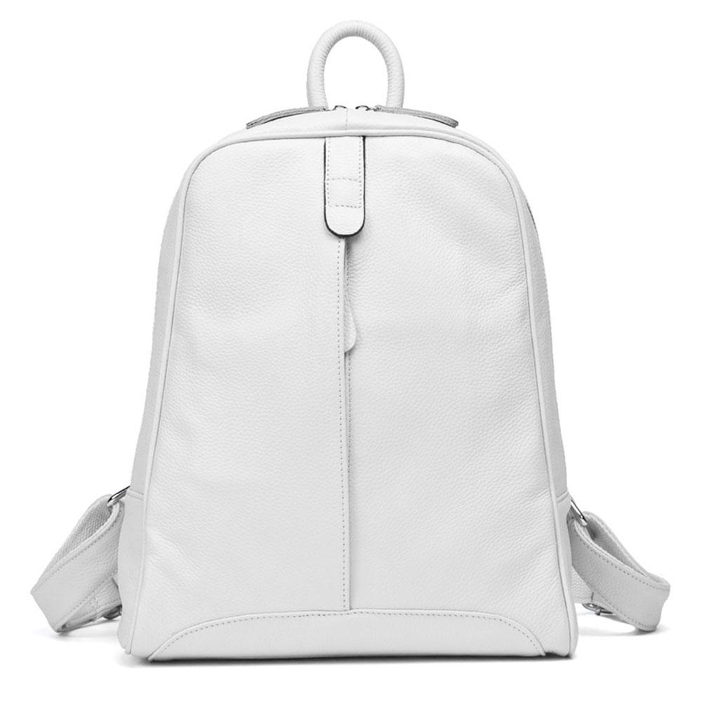 Zency 100 % weiches echtes Leder, modischer Damen-Rucksack, lässige Reisetasche, Adrette, Mädchen-Schultasche, Notebook-Laptop-Rucksack weiß
