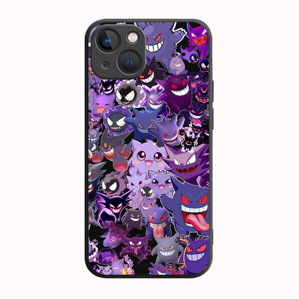 B-75 Pokemon Gengar Schwarze Hülle für Samsung S24 S23 S22 S21 S20 FE S10 Lite Ultra S7 S8 S9 Plus A05S A11 A12 A13 A15 A22 A24 A25 A32 A52 A71 5G Samsung A41 harlekin