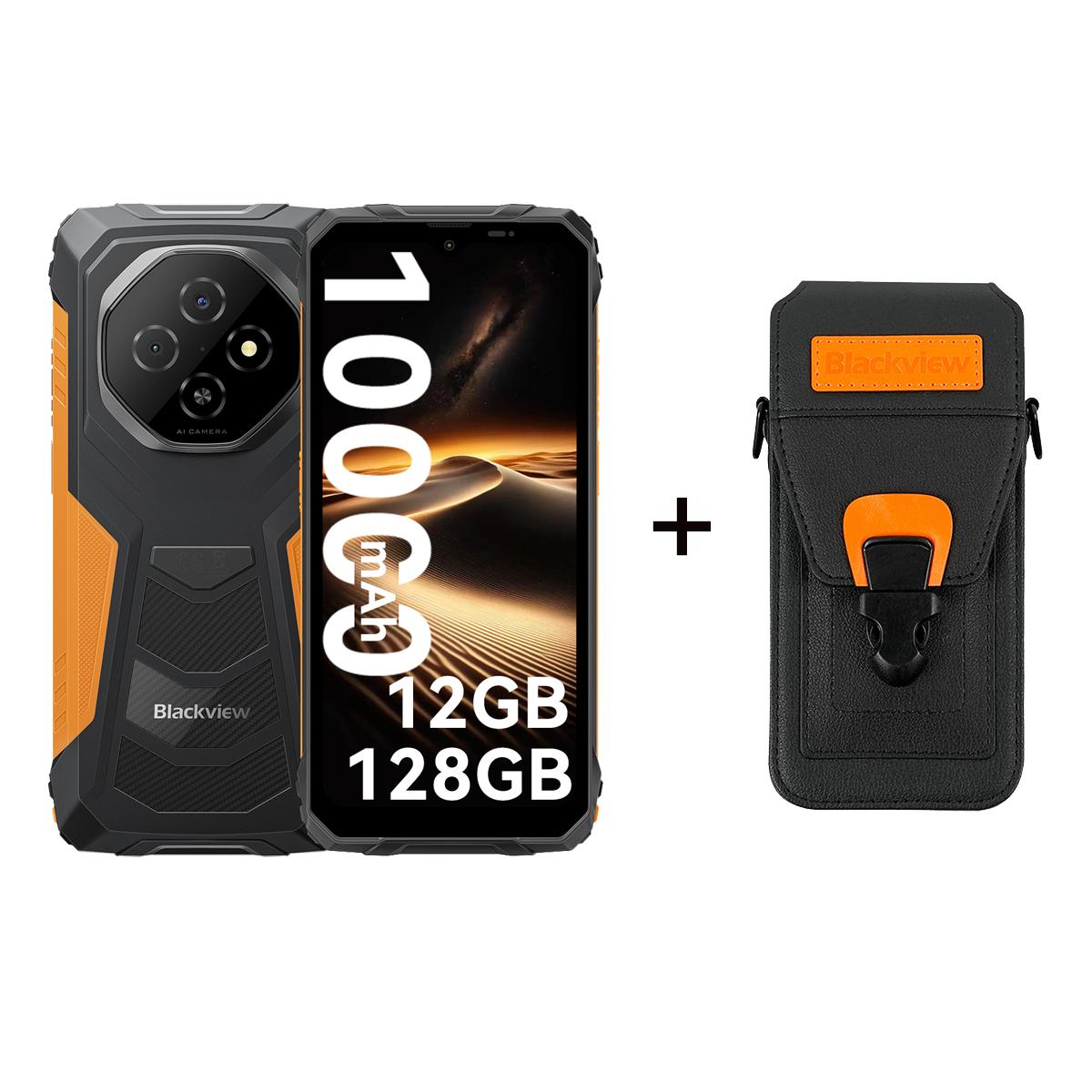 Blackview FORT 1 5G 4/6GB 128/256GB Android 15 Robustes Smartphone 6,56 Zoll 90HZ Mobiltelefon 11000mAh 4+128 with a phonecase orange