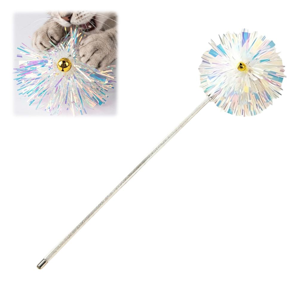 Katzen-Spielangel Glitzer-Katzen-Spielzeug Kätzchen Interaktive Rute Quaste Katzen-Spielangel-Spielzeug Lustiger Stock Haustier-Spielzeug Feuerwerk-Form Katzen-Spielzeug