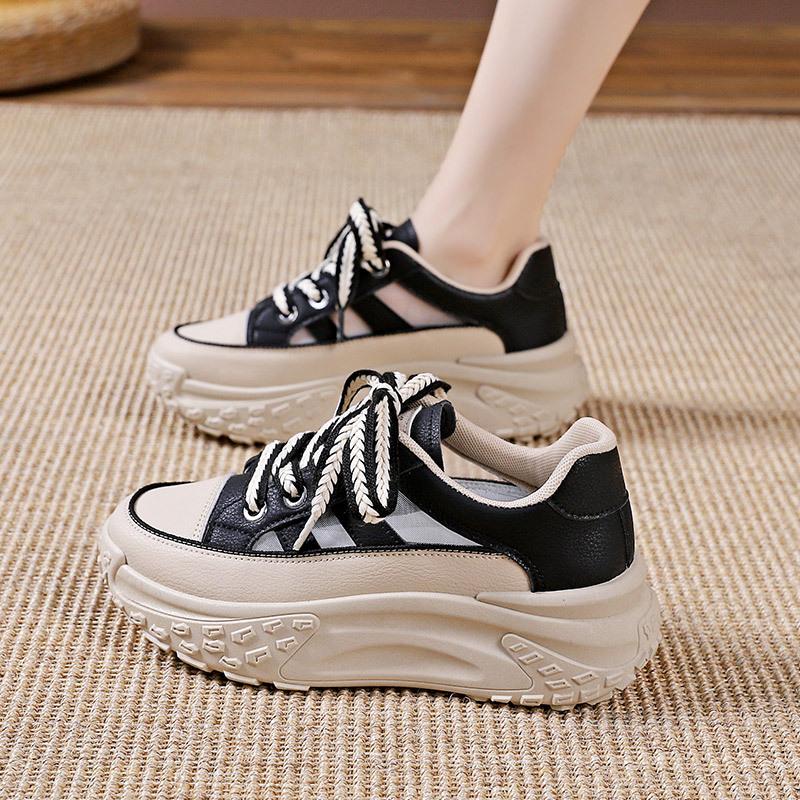 Atmungsaktive Hohle Weiße Schuhe Damen Schuhe Sommer Neu Dicksohlige Mesh Dad Schuhe Damen Schuhe Mode Lässig Vielseitig 40 black