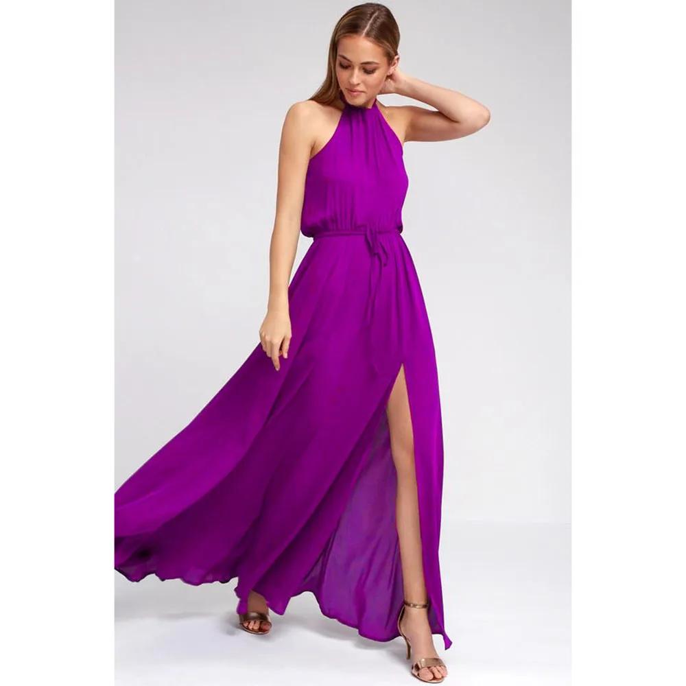 2024 sommer Langes Kleid Hohe Split Boho Strand Kleid Tunika Maxi Kleid Frauen Abend Party Kleid Sommerkleid Vestidos de festa XXL XXXL violett