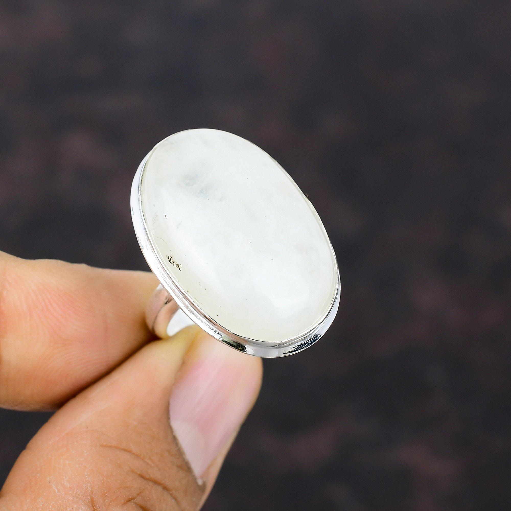 Regenbogen-Mondstein-Ring, Edelstein-Schmuck, 925er-Sterlingsilber-Ring, verstellbarer Ring, handgefertigter Schmuck im neuesten Design, Verlobungsring, Geschenk für Mama Adjustable