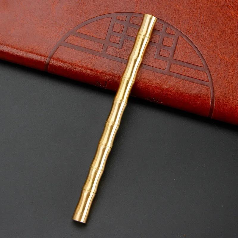 Hochwertiger Vollmetall-Slub-Messingstift für Geschäftsleute, zum Unterschreiben, als Geschenk, Bambus-Kugelschreiber, Schulbedarf, Büroaccessoires Glossy-Gold
