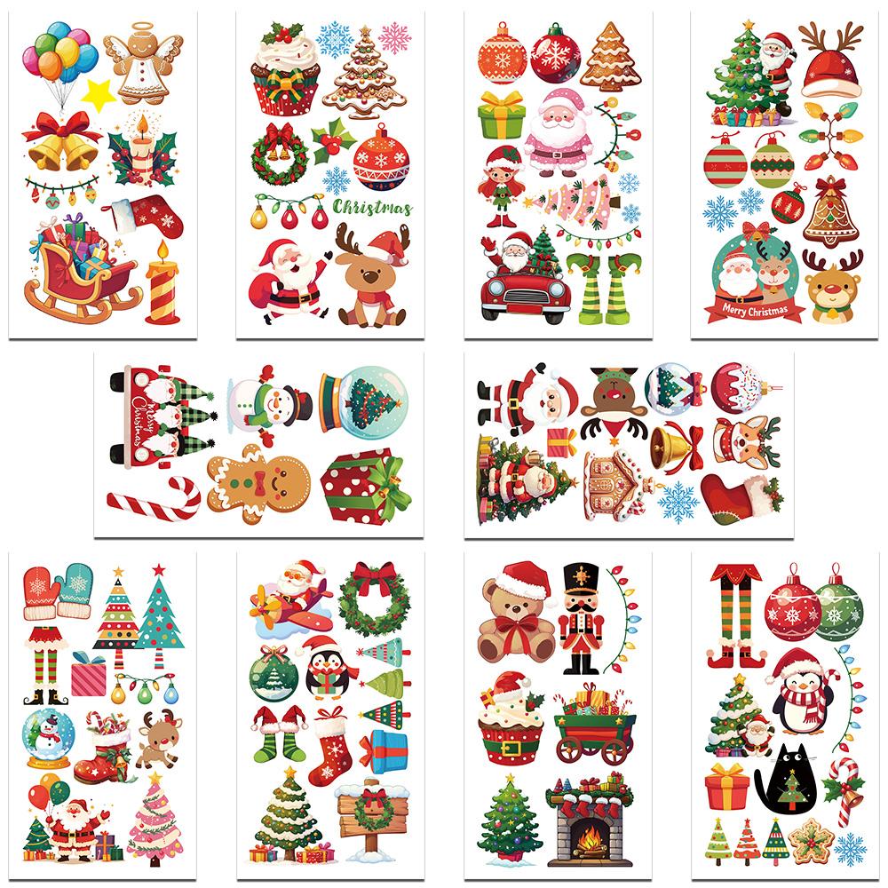 10 Blätter Cartoon Weihnachten Tattoo Aufkleber für Gesicht Arm Körper temporäre gefälschte wasserdichte Tattoo Aufkleber Kinder Festival Geschenke