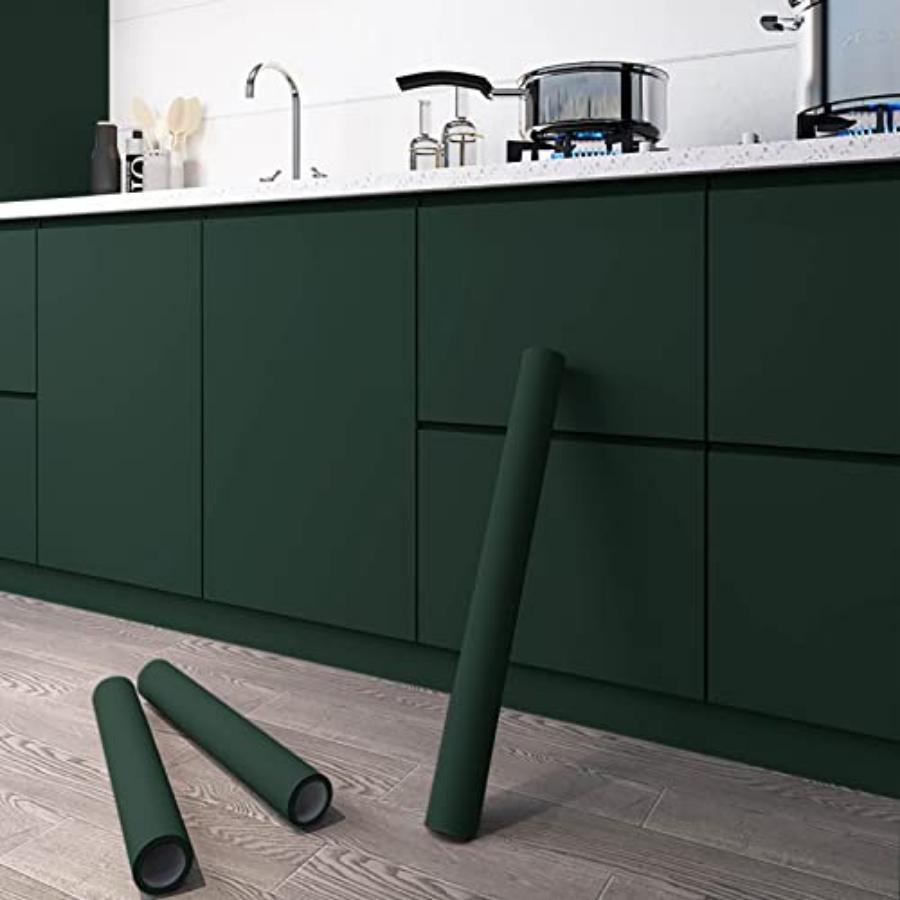 Küche Ölbeständige Tapete Wasserdichte Selbstklebende Aufkleber Schrank Renovierung Formaldehydfrei Schimmelresistent Wanddekor 40cm*1m dunkelgrüne