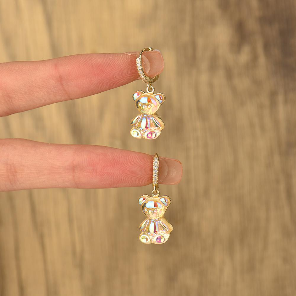 Süße Acryl Süßigkeiten Gummibärchen baumeln Ohrringe für Frauen Regenbogen Bär CZ Creolen 2023 Mode süße Mädchen Schmuck