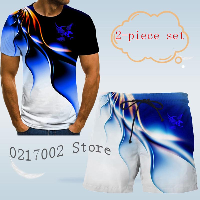 Herrenmode Eagle Print Mode 3D T-Shirt Designer Herren Anzughemd Fancy Hawaiian Beach Print Herren Kurzarm Shirt Top M