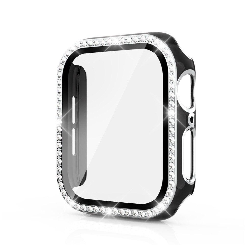 Für Apple Watch Case 40 mm 44 mm 42 mm 38 mm iWatch Bumper und Displayschutzfolie Apple Watch Series 3 4 5 6 SE 40mm series 654SE silber/schwarz