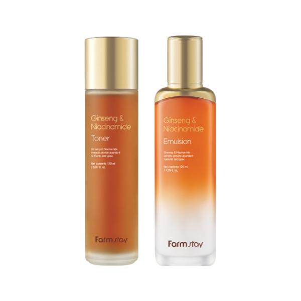 FarmStay Ginseng & Niacinamide Toner 150ml , Serum 35ml , Emulsion120ml , Creme 55ml (15 Optionen) #Toner + Emulsion