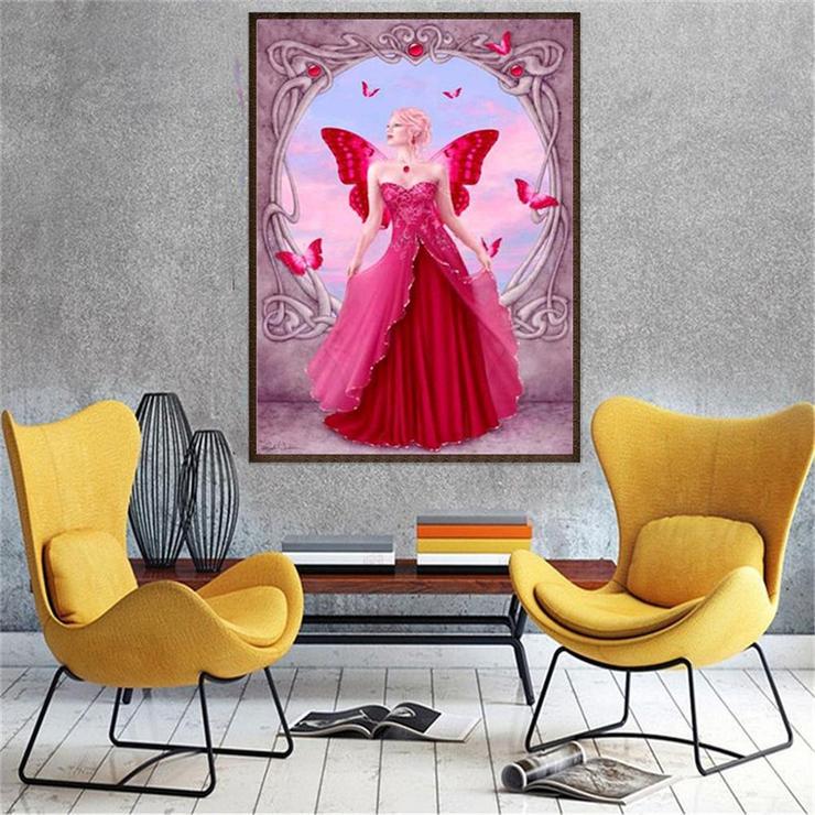 Diamant-Diamant-Malerei, Schmetterling, Fee, Kreuzstich, Stickerei, Handarbeit, Heimdekoration 20X30CM