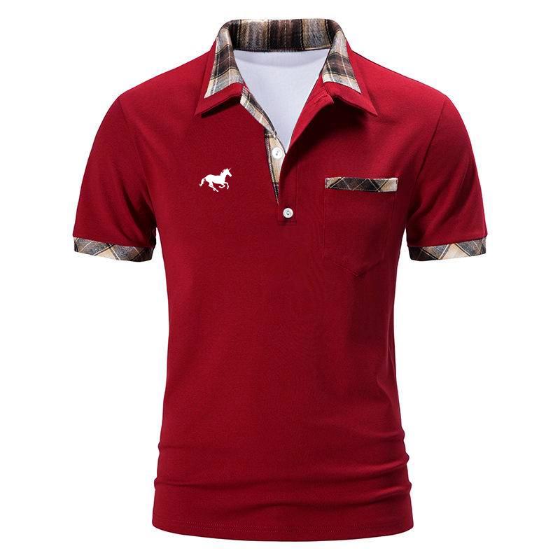 Herren-Poloshirt im Slim Fit für den Sommer, kurzärmelig, 3D-Digitaldruck, 100 % Polyester, schnelltrocknendes Poloshirt-Oberteil. S rot