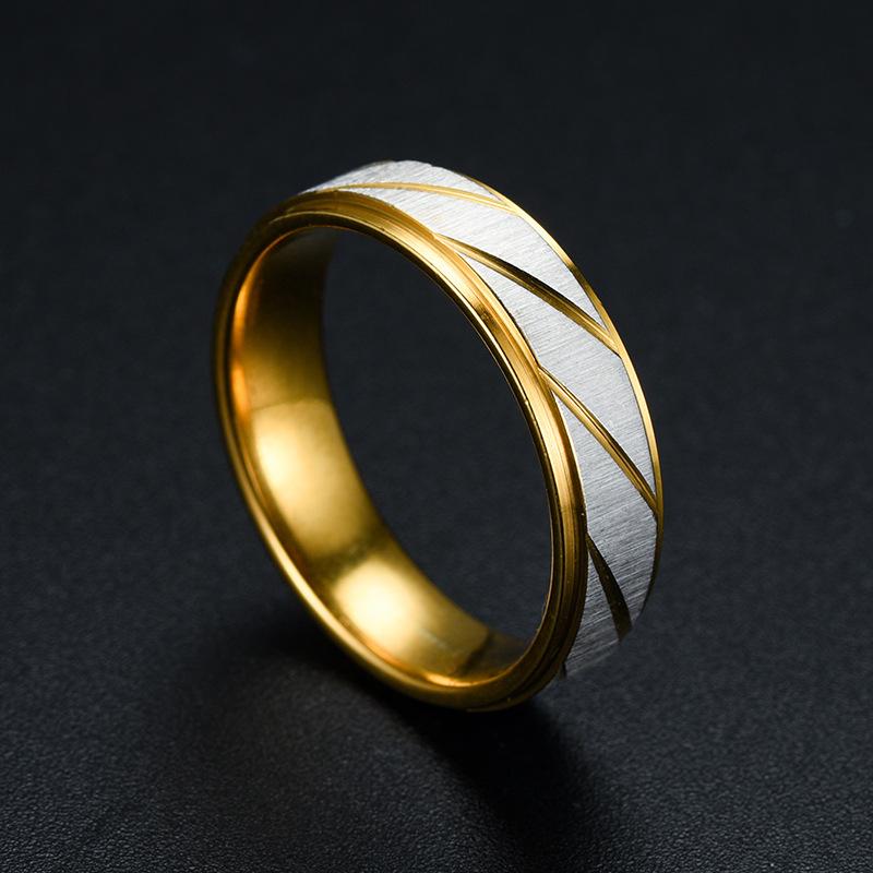 1 stücke Neue Gold Farbe Ring Edelstahl Paar Ring Mode Charge Gestreiften Ring Schmuck men-9