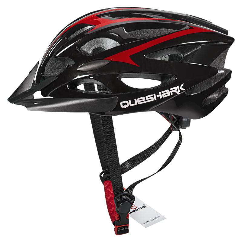 Queshark Ultraleichter Fahrradhelm für Herren und Damen, MTB, Rennrad, Fahrrad, Motorrad, Reiten, belüftet, Sicherheitskappe mit Sonnenblende rot