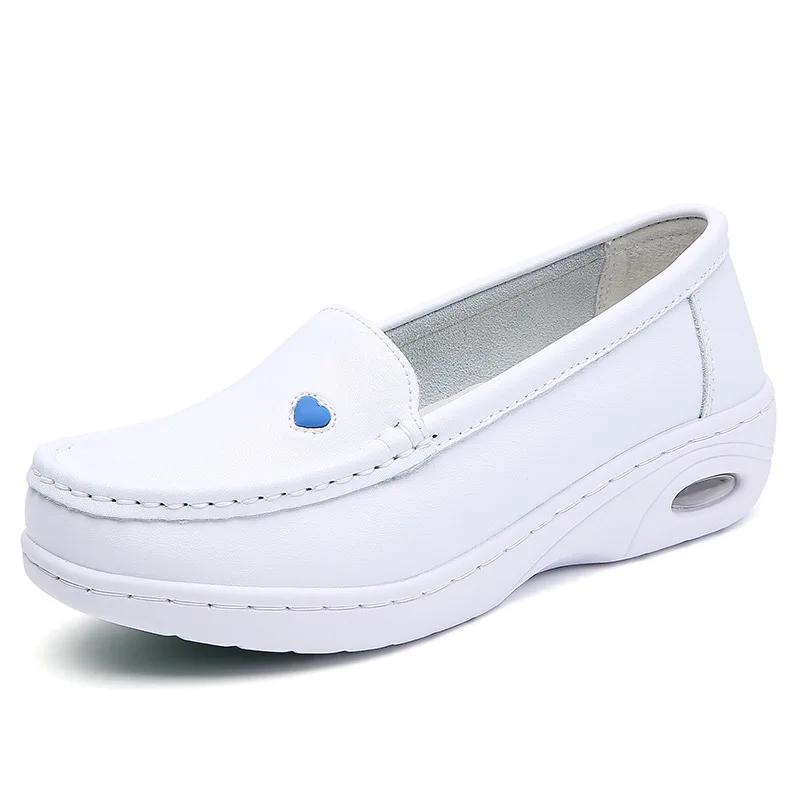 Damen Flache Lederschuhe Lässig Weiß Keilabsatz Weiche Sohle Rutschfest Pflegeleicht Bequem Mutter Krankenschwester Arbeitsschuhe Ballerinas Damen 41 gray